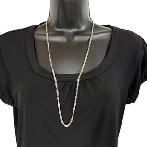 Sterling Silver Chain Necklace Italian Twisted Curb Singapore Flat 13+ G 925 29"